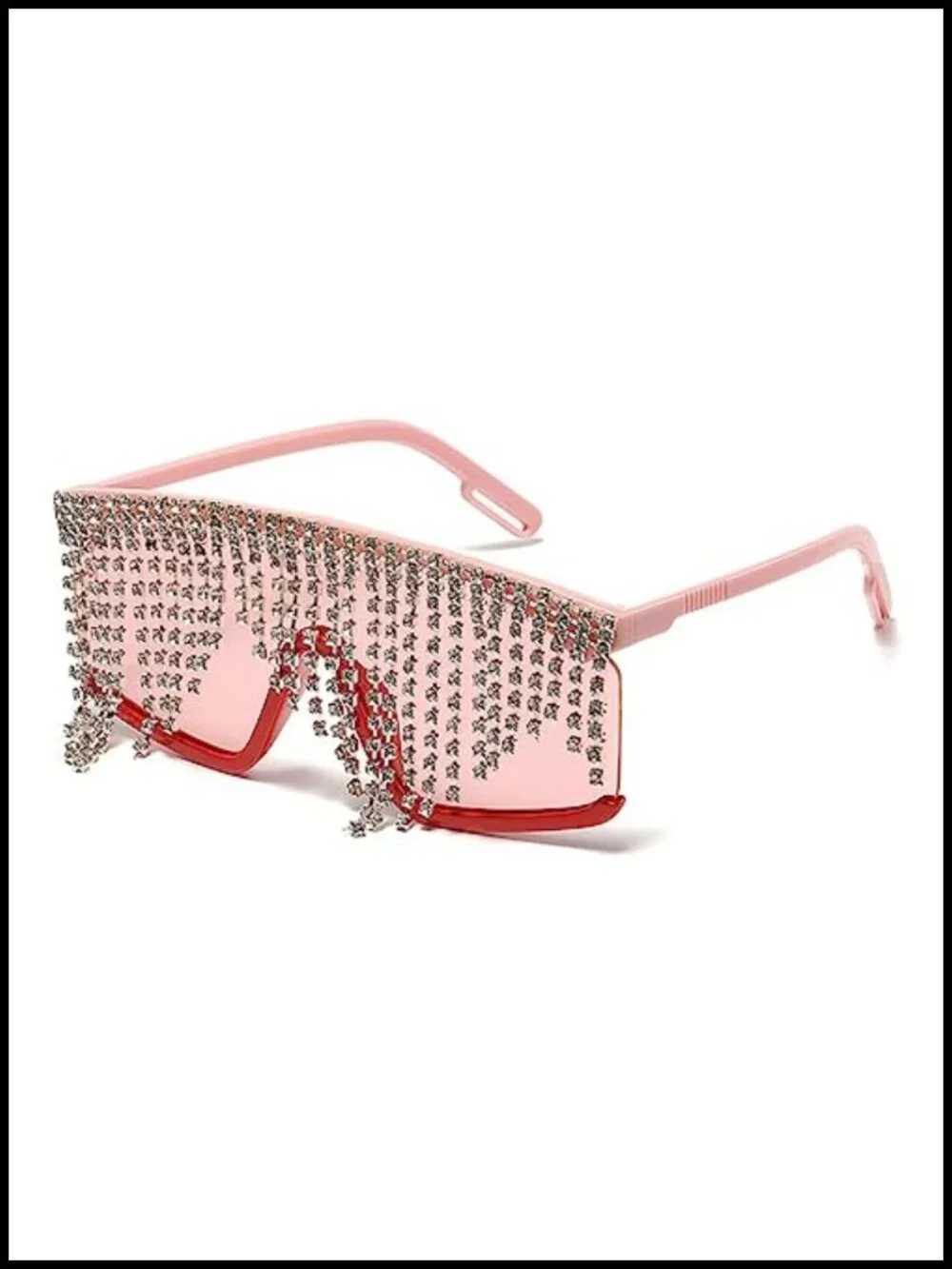Flat Top Rhinestone Tassel Sunglasses UV400 Partys Shades